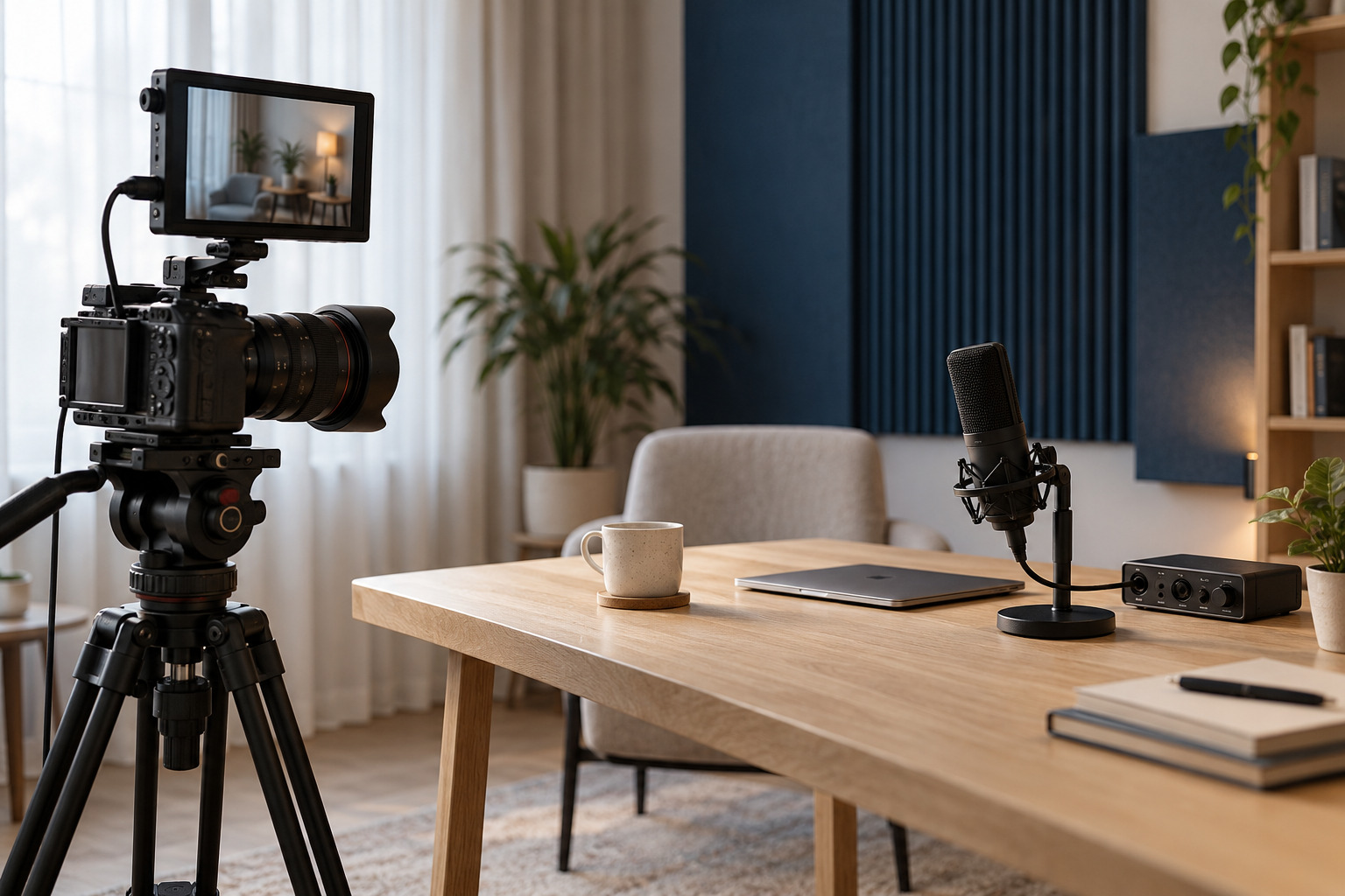 Video- und Audioequipment zur Produktion digitaler Inhalte.